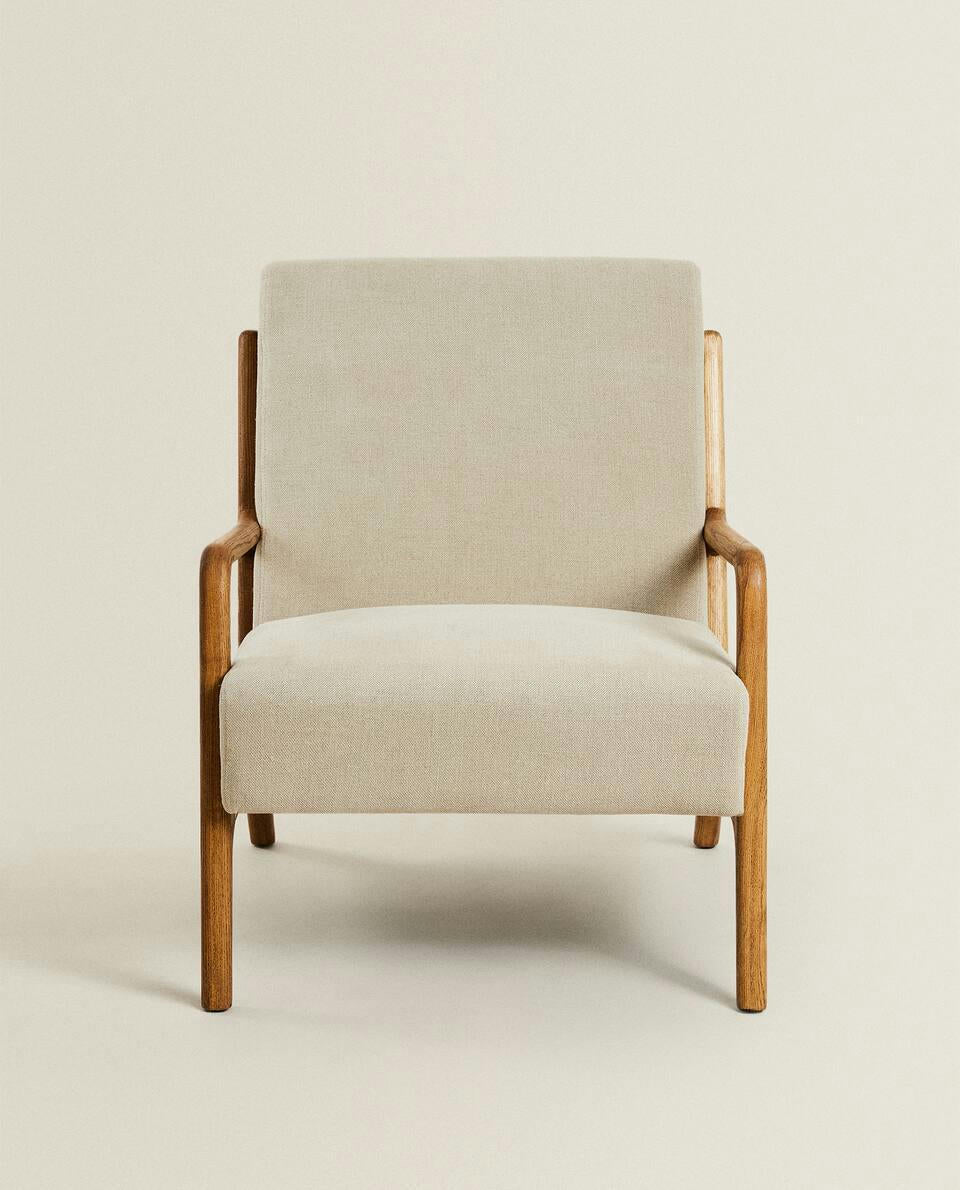 SILLÓN DE MADERA DE FRESNO Y LINO 