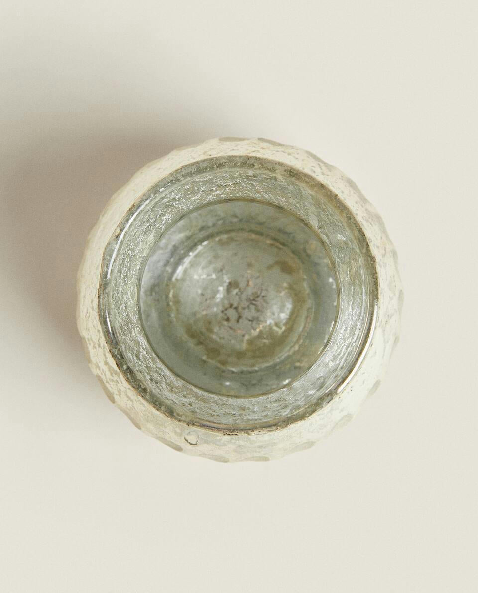 PORTACANDELE IN VETRO A SPINA DI PESCE DI NATALE 