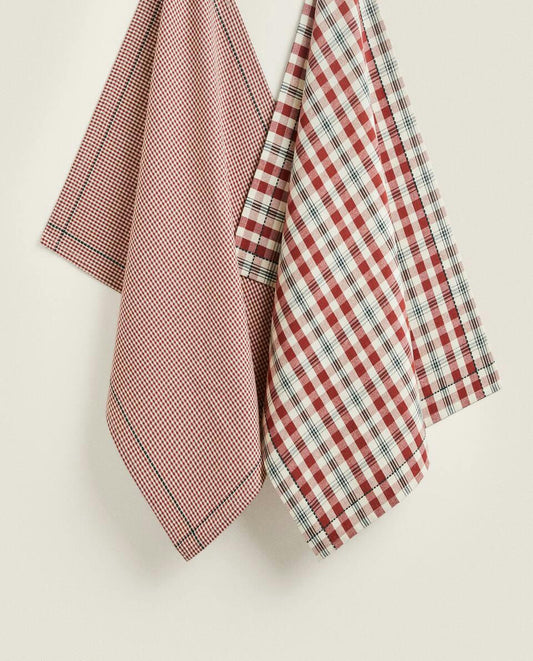 Strofinacci in cotone a quadri (confezione da 2) 