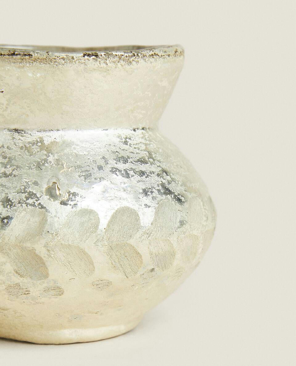 PORTACANDELE IN VETRO A SPINA DI PESCE DI NATALE 