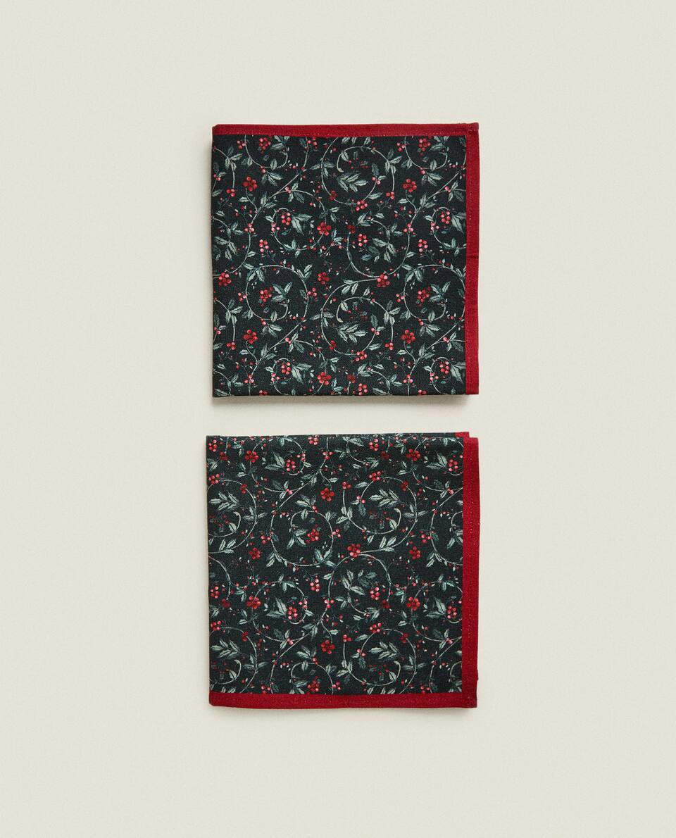 PAQUETE DE SERVILLETAS DE ALGODÓN CON FORMA DE VIÑEDA NAVIDEÑA (PAQUETE DE 2) 
