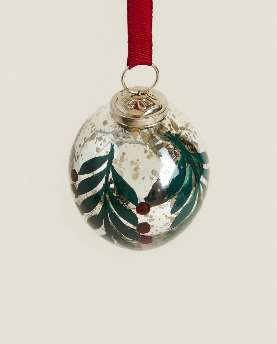 DECORAZIONE NATALIZIA CON FIORI IN VETRO MERCURIZZATO 