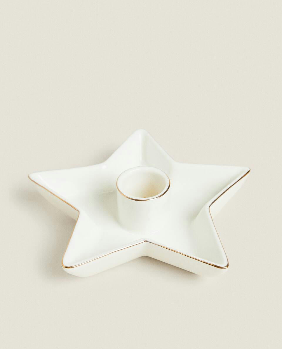 Candelabro grande de estrella navideña con borde 
