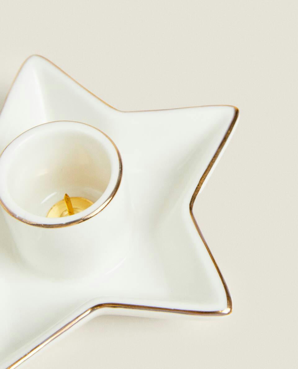 Candelabro mediano de estrella navideña con borde 