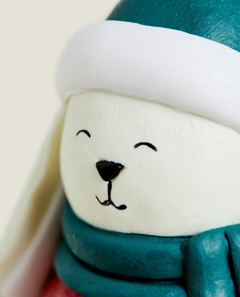 DECORACIÓN NAVIDEÑA EN FORMA DE CONEJO CON CAMPANA DE TRINEO 