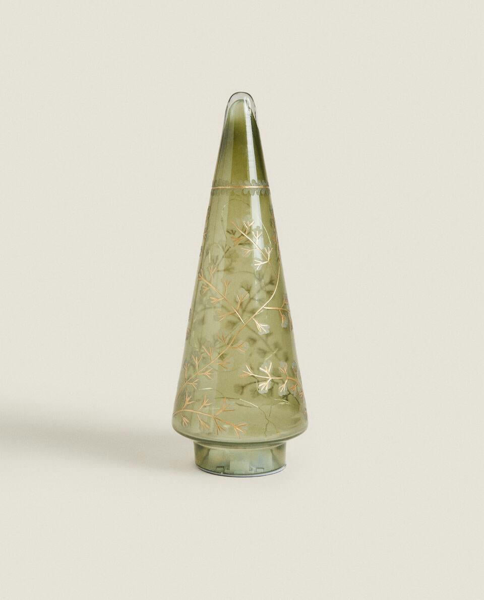 DECORACIÓN DE ÁRBOL DE NAVIDAD CON LUZ LED DE VIDRIO 