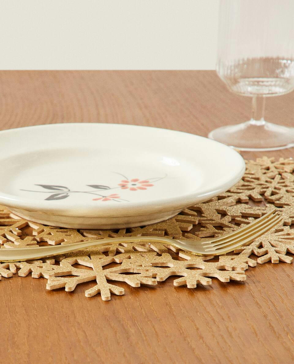 TOVAGLIETTA NATALIZIO CON FIOCCO DI NEVE GLITTERATO 