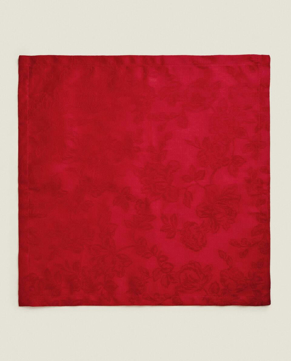 PAQUETE DE SERVILLETAS JACQUARD FLORALES NAVIDEÑAS (PAQUETE DE 2) 