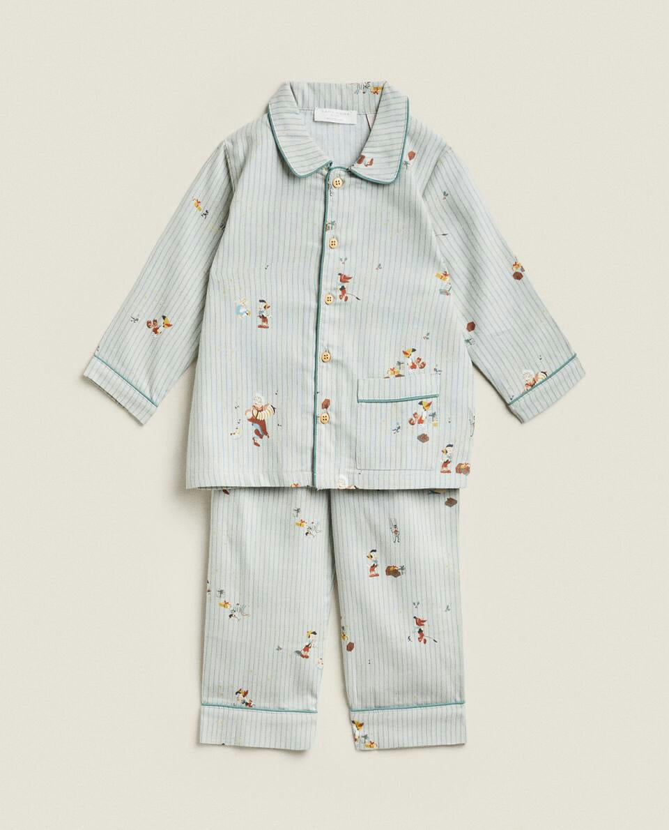 Pigiama natalizio per bambini in flanella con scritta PINOCCHIO Disney 