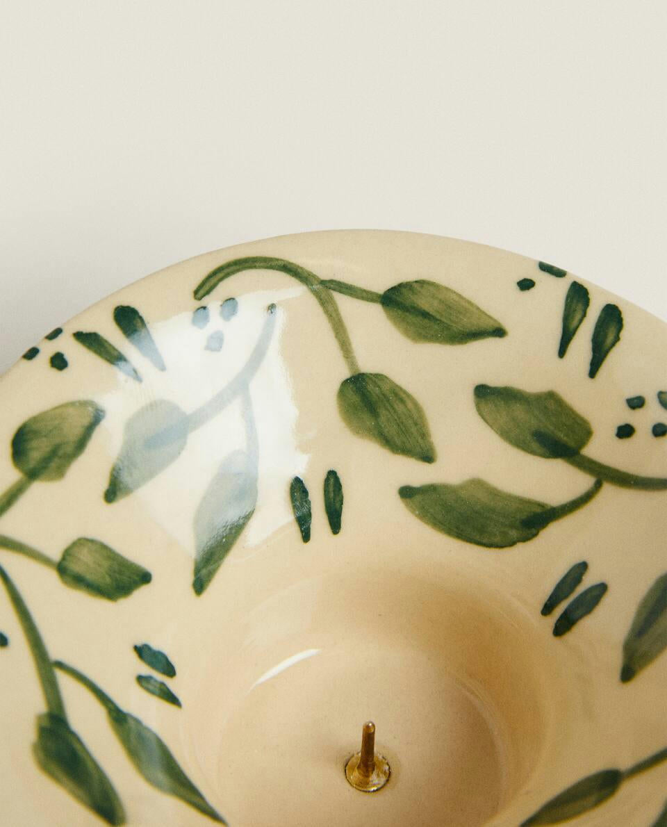 PORTACANDELIERE NATALIZIO IN CERAMICA DIPINTA 