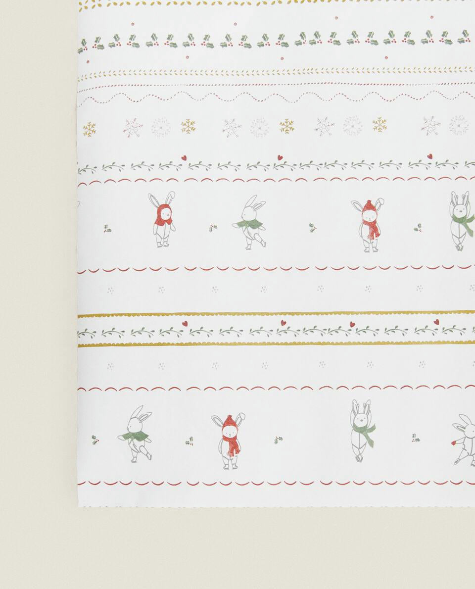 CHILDREN¡¯S WRAPPING PAPER WITH CHRISTMAS BUNNY RABBITS