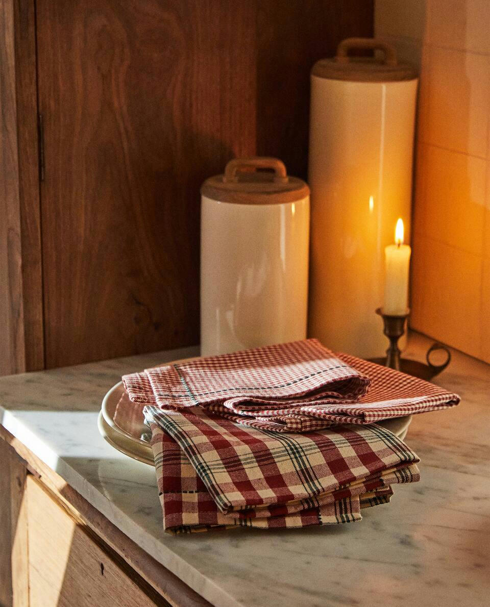 Strofinacci in cotone a quadri (confezione da 2) 