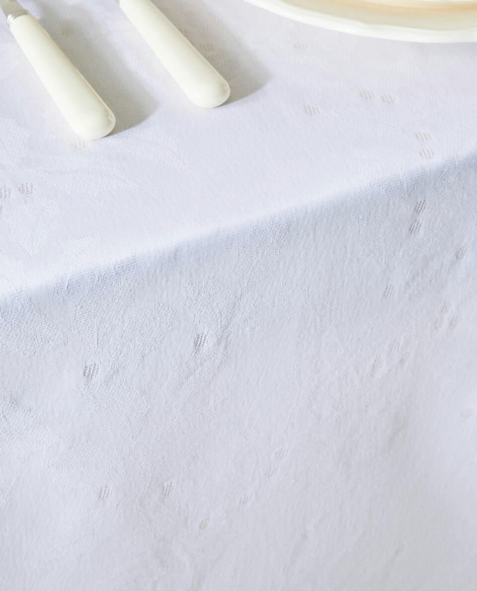 CHRISTMAS GLITTERY FLORAL JACQUARD TABLECLOTH