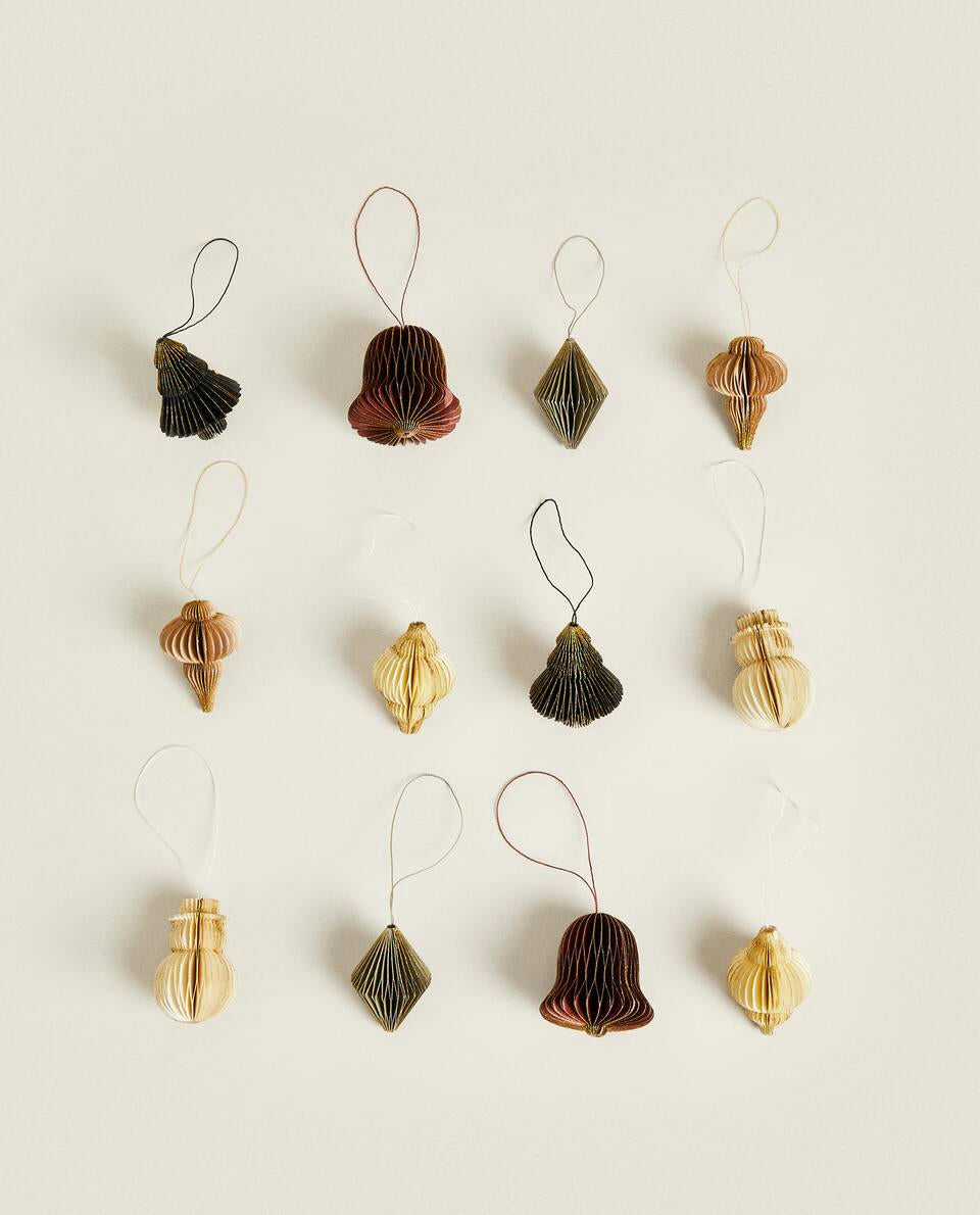 CONFEZIONE DI DECORAZIONI NATALIZIE IN CARTA (CONFEZIONE DA 12) 