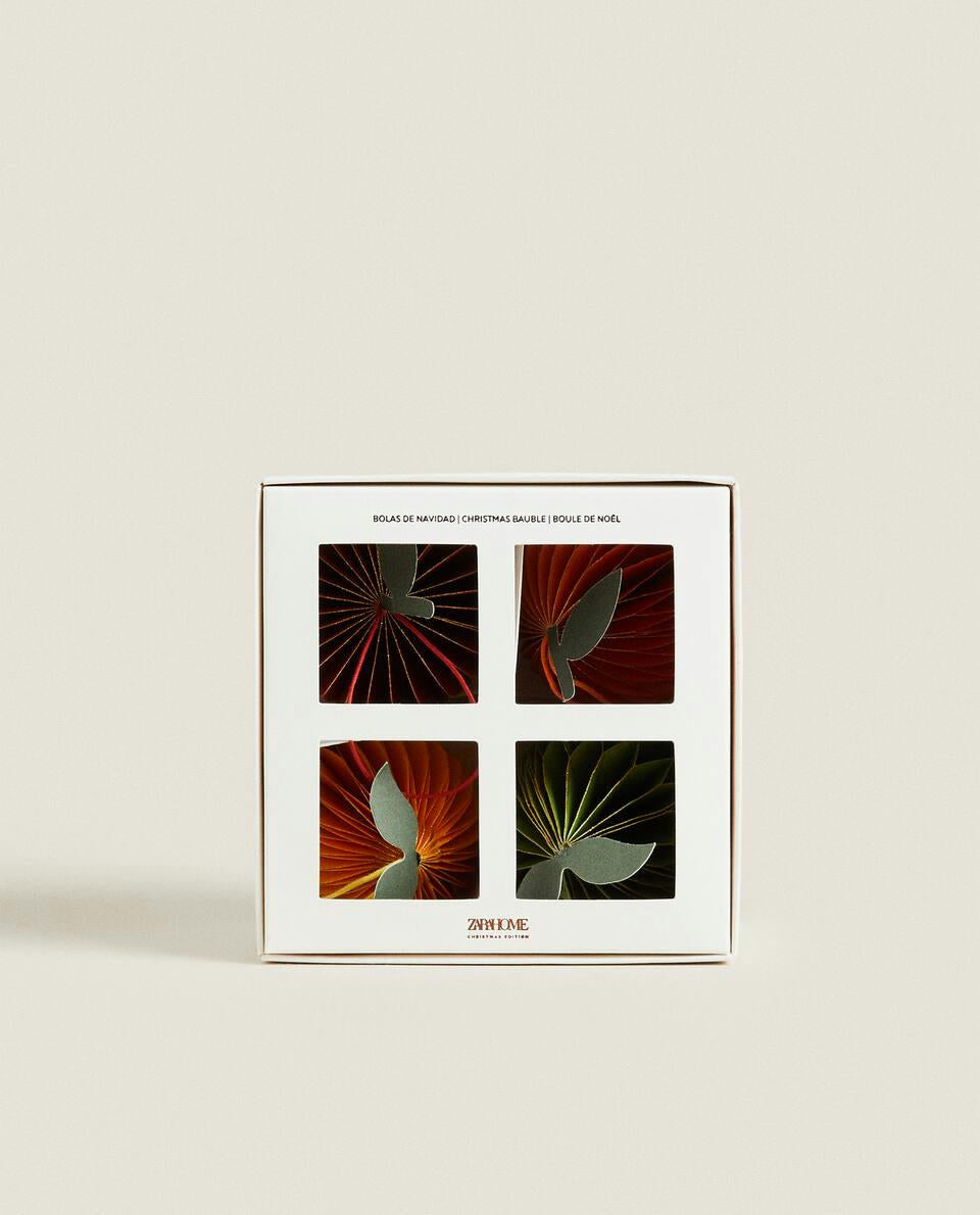 CONFEZIONE DI DECORAZIONI NATALIZIE IN CARTA A FORMA DI FRUTTA (CONFEZIONE DA 4) 