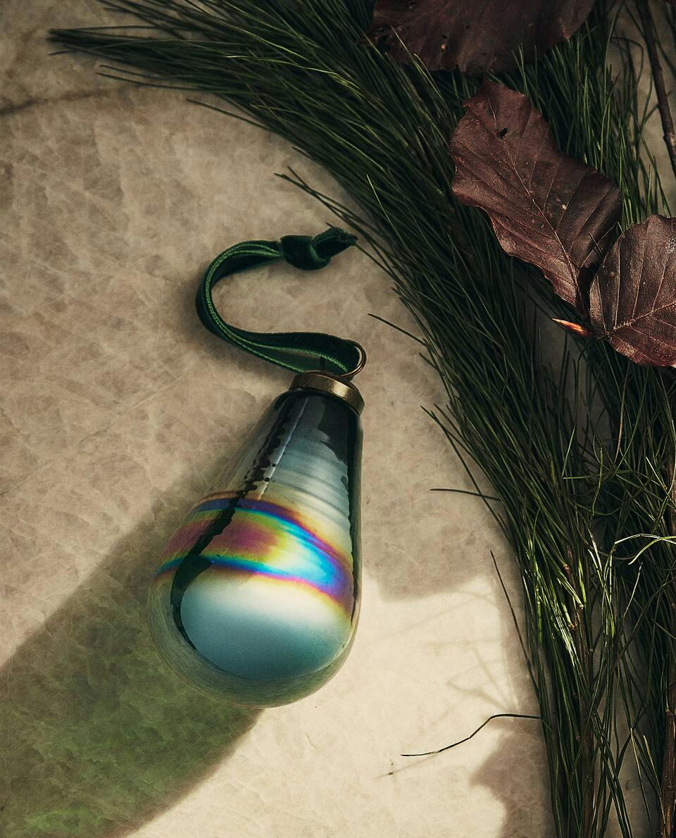 DECORACIÓN NAVIDEÑA DE PERA DE CRISTAL 