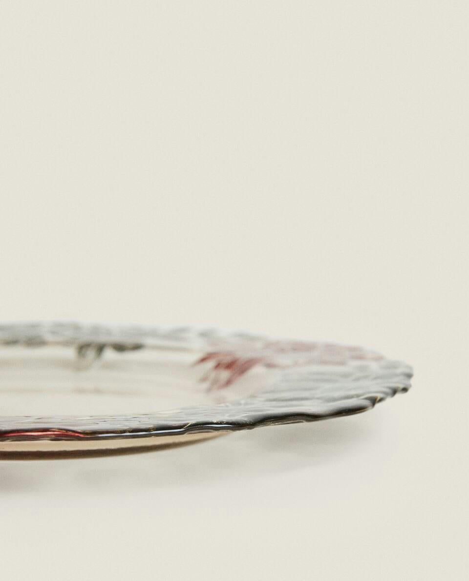 POINSETTIA GLASS DESSERT PLATE