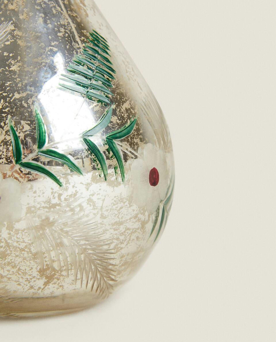 VASO DI VETRO CON FIORI DI NATALE 
