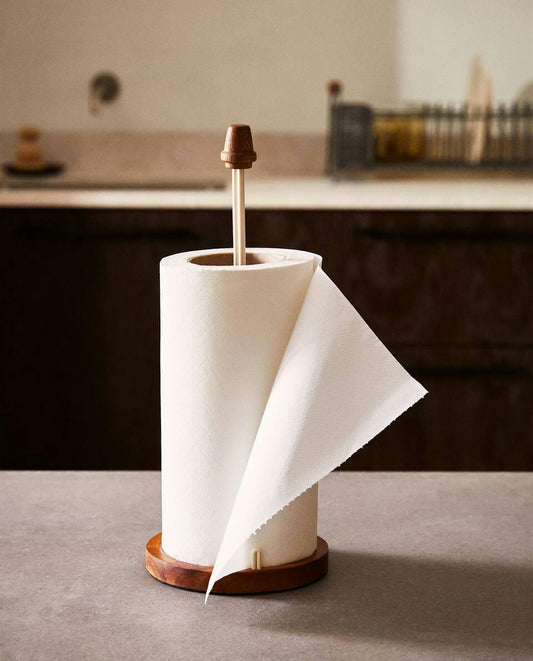 PORTARROLLOS DE COCINA DE HIERRO Y MADERA 