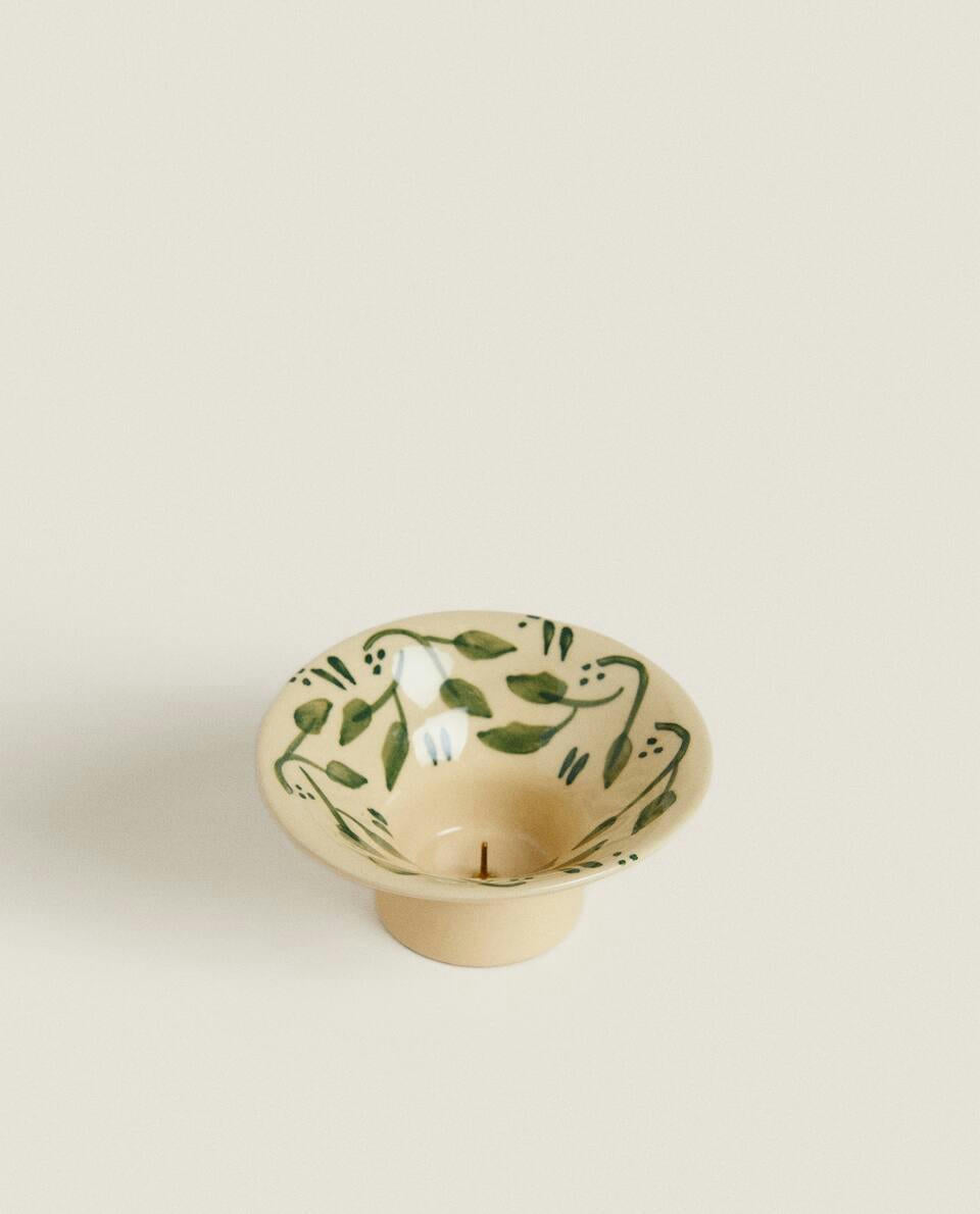 PORTACANDELIERE NATALIZIO IN CERAMICA DIPINTA 