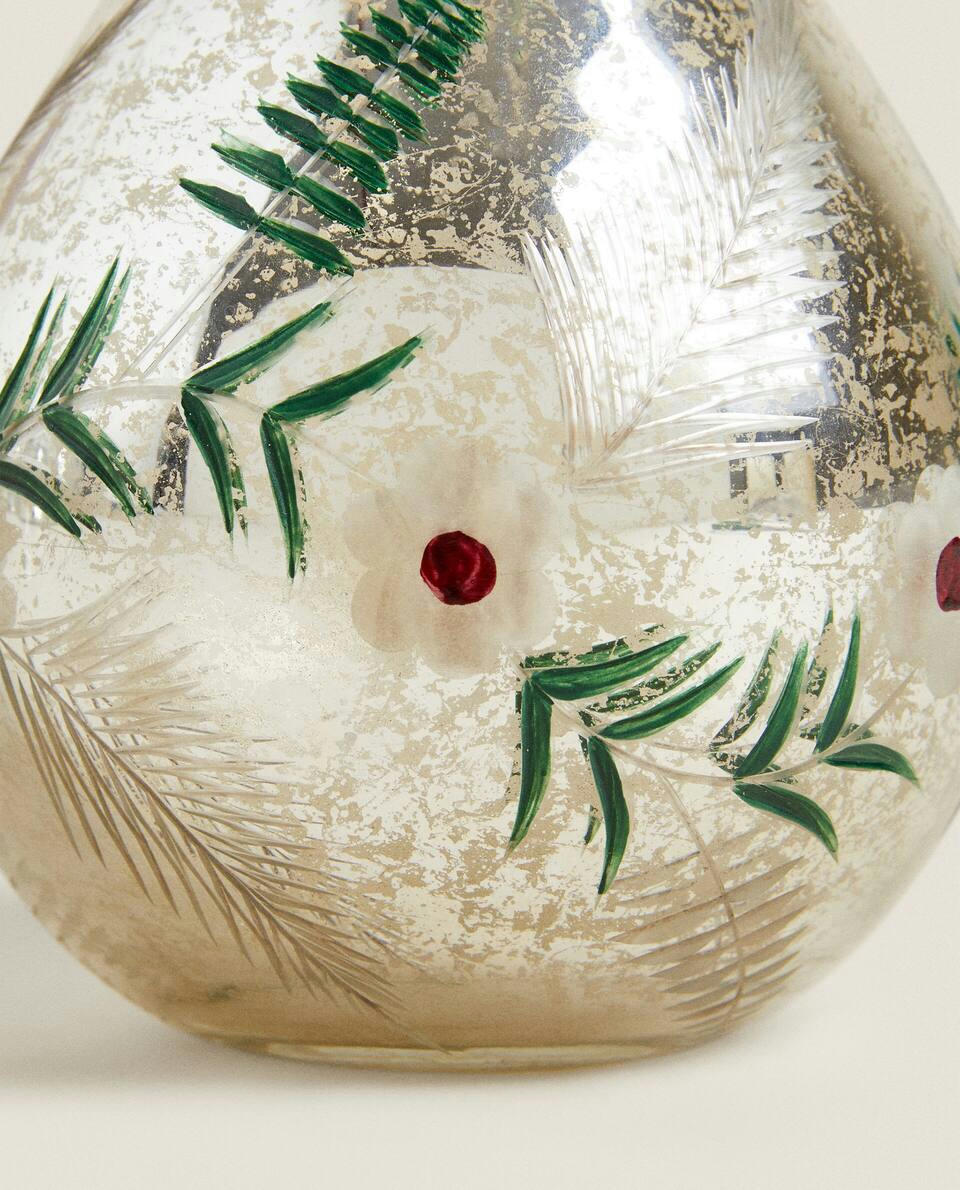 VASO DI VETRO CON FIORI DI NATALE 