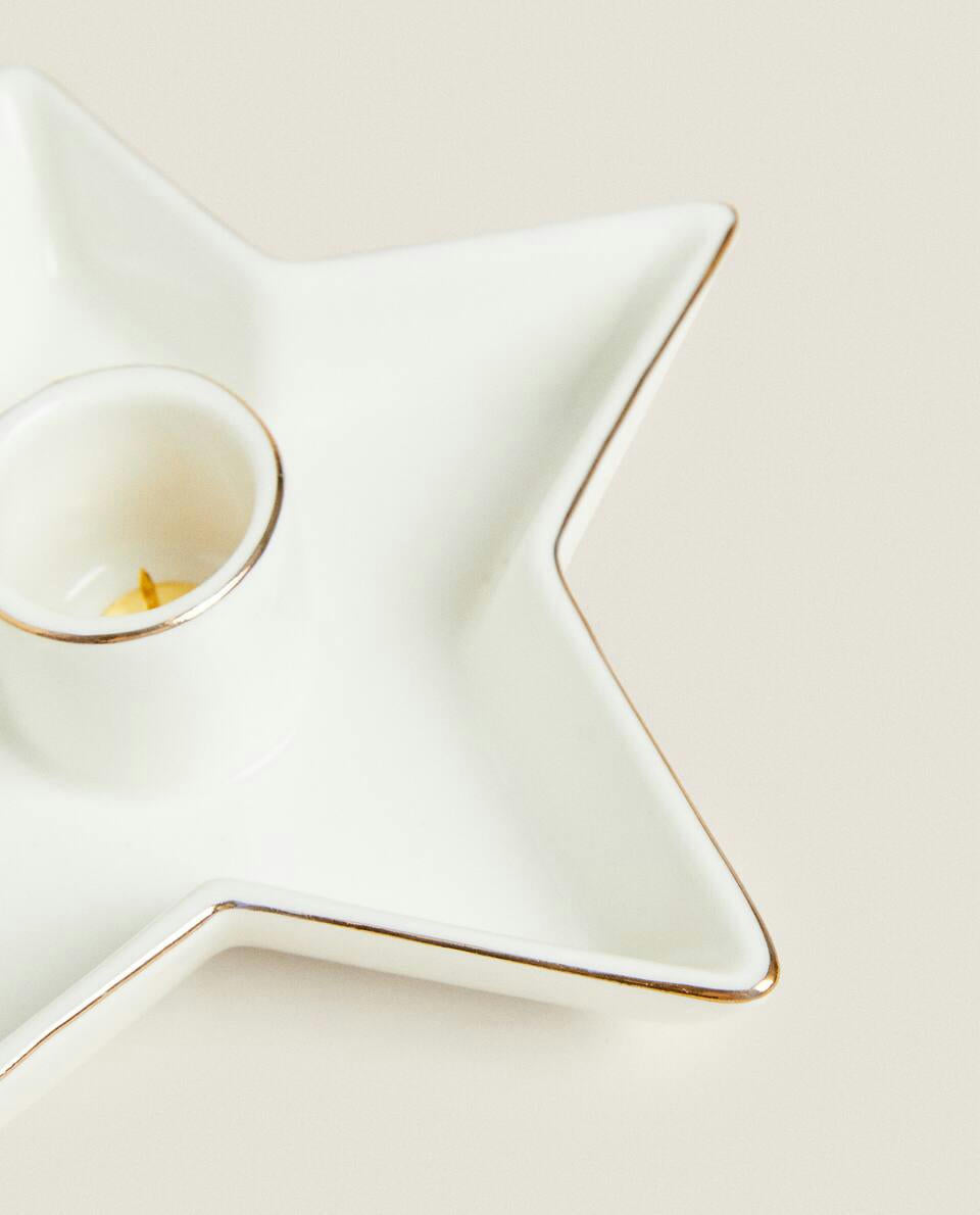 Candelabro grande de estrella navideña con borde 