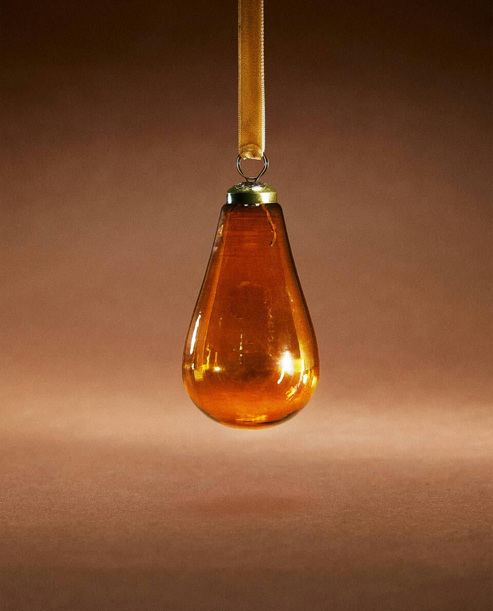 GLASS PEAR CHRISTMAS DECORATION