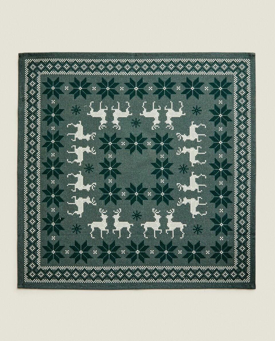 TOVAGLIOLI DI COTONE A PUNTO CROCE NATALIZI (CONFEZIONE DA 2) 