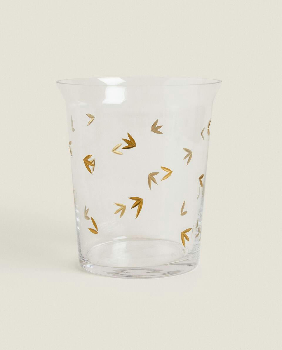 BICCHIERE ALTO CON FOGLIA DI NATALE 