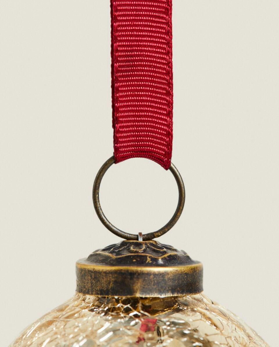 DECORACIÓN DE ARO NAVIDEÑO DE VIDRIO MERCURIZADO 