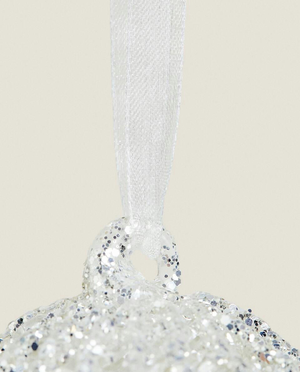 GLITTERY GLASS CHRISTMAS BAUBLE DECORATION
