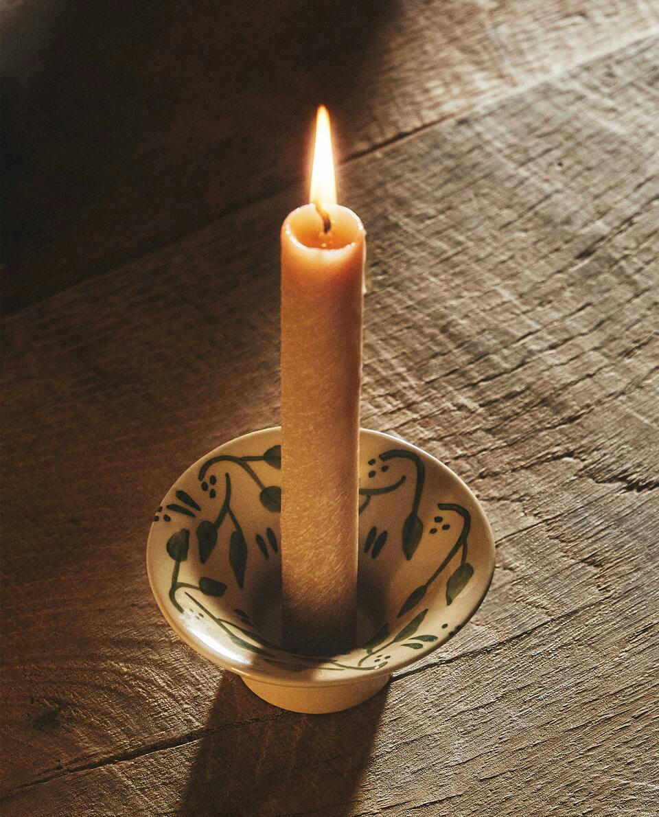 PORTACANDELIERE NATALIZIO IN CERAMICA DIPINTA 