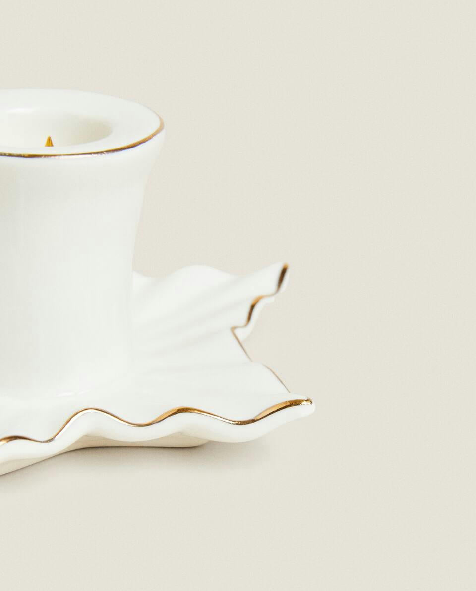 PORTACANDELE A FOGLIA DI NATALE CON BORDO 