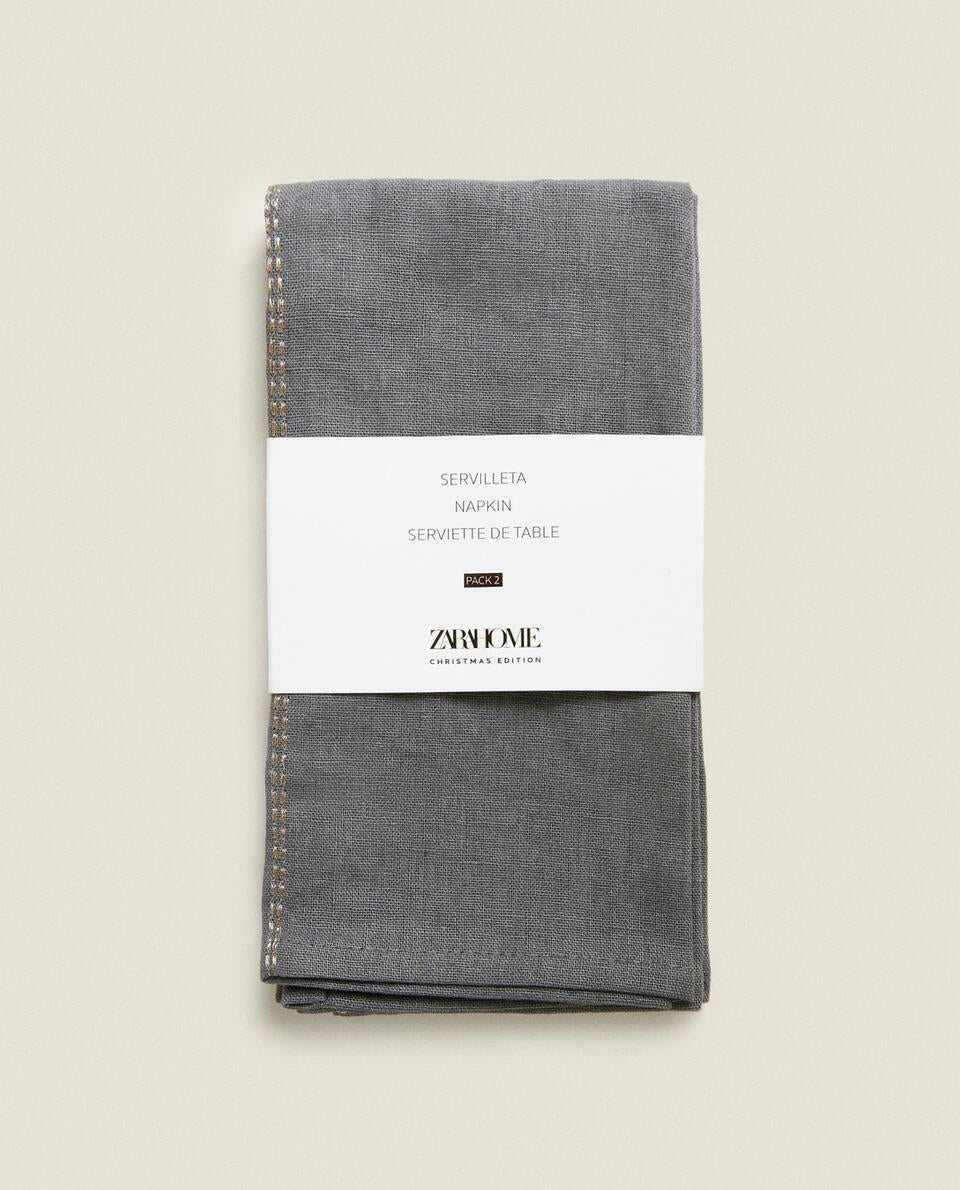 CONFEZIONE DI TOVAGLIOLI DI LINO CON CATENA NATALIZIA (CONFEZIONE DA 2) 