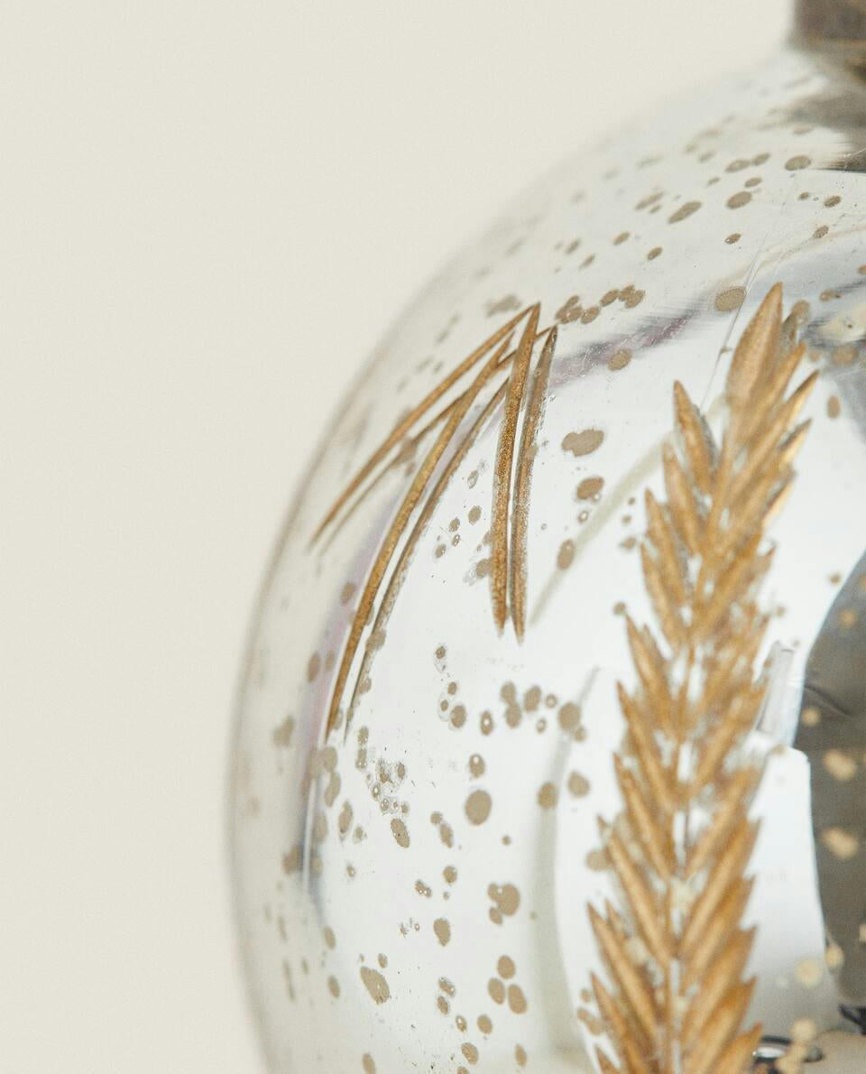 DECORACIÓN DE ARO NAVIDEÑO DE VIDRIO BRILLANTE 