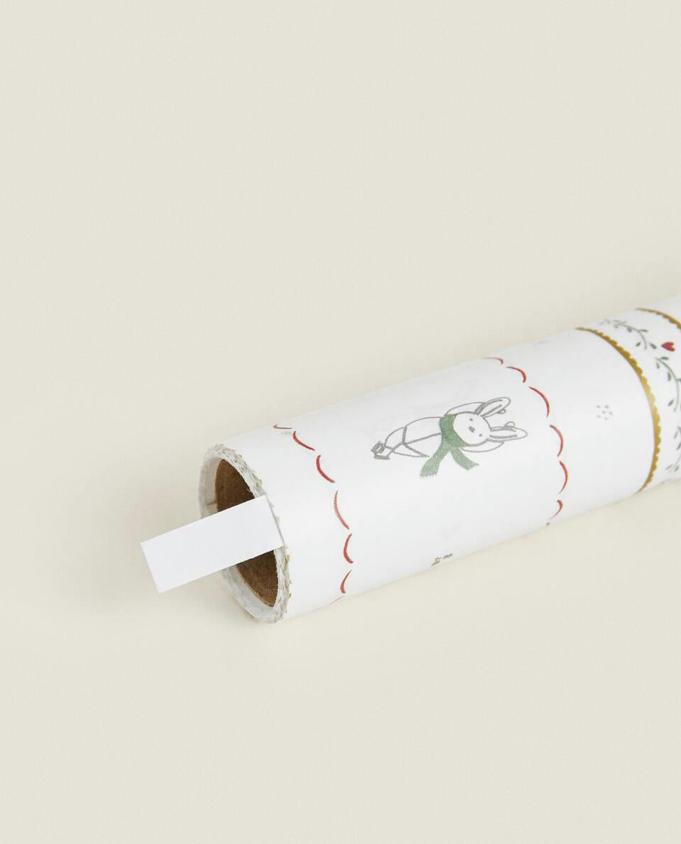 CHILDREN¡¯S WRAPPING PAPER WITH CHRISTMAS BUNNY RABBITS