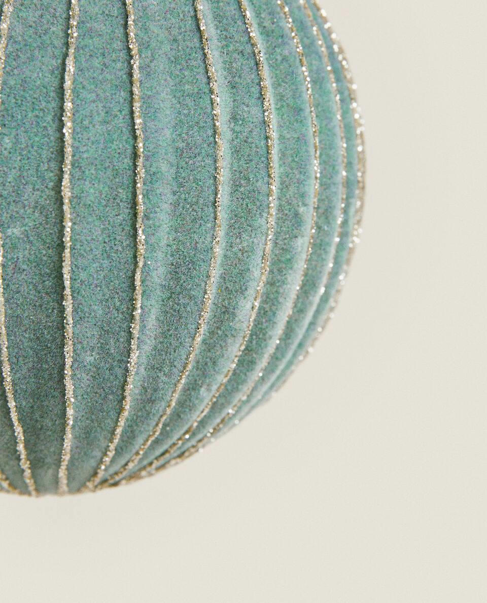 DECORAZIONE A PALLA DI NATALE IN VELLUTO CON STRISCE 