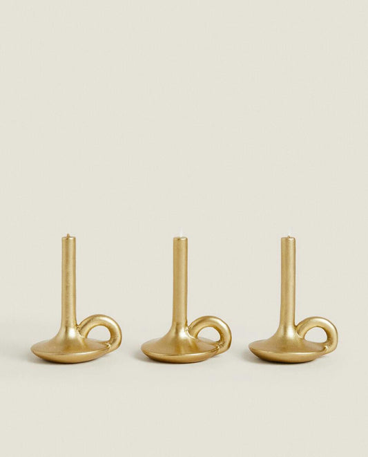 PAQUETE DE CANDELEROS CILÍNDRICOS NAVIDEÑOS (PACK DE 3) 