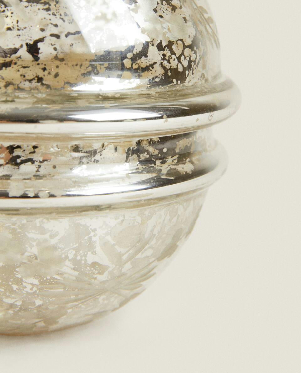 SCATOLA IN VETRO MERCURIZZATO CON COPERCHIO, PER NATALE 