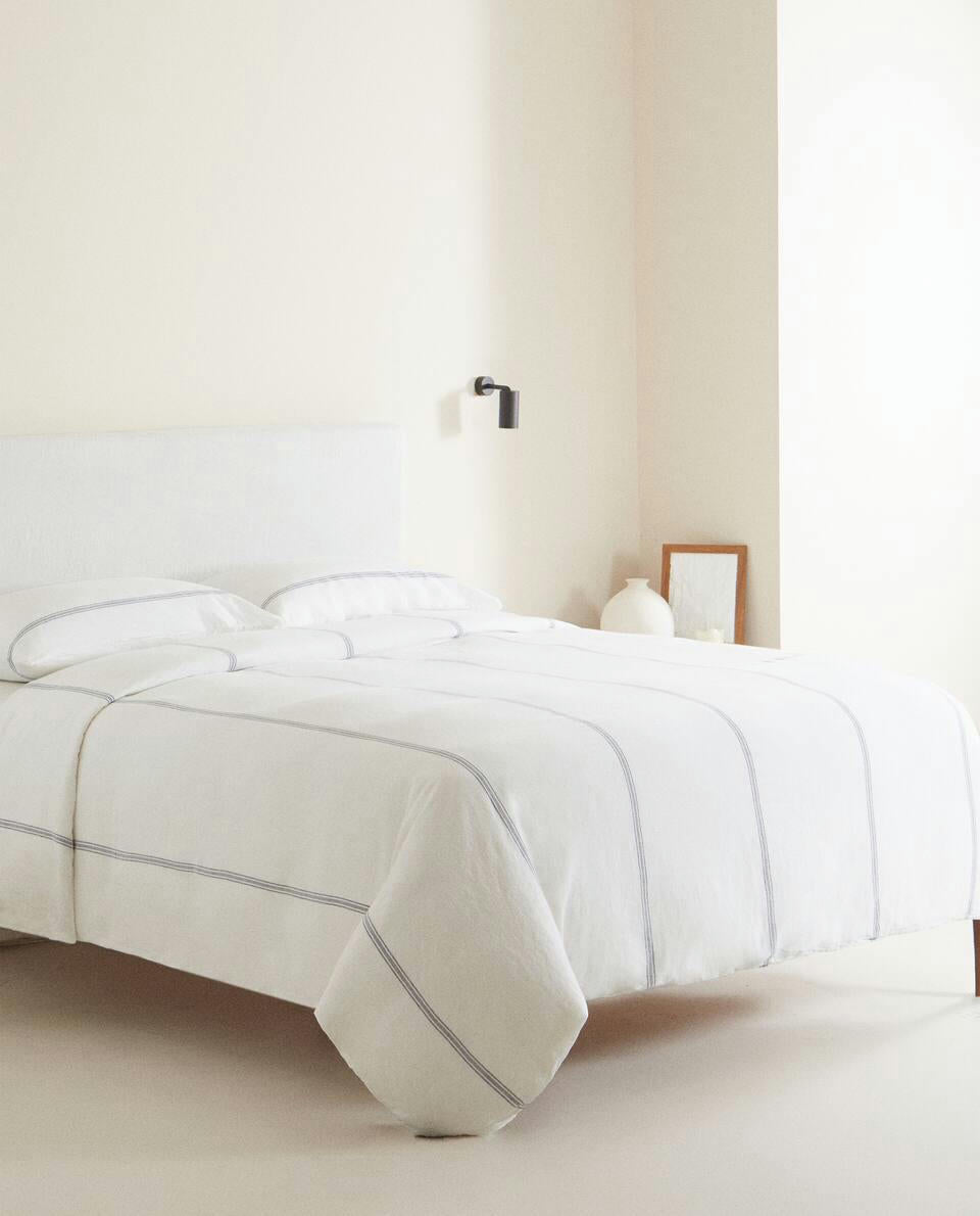 FUNDA NÓRDICA DE LINO A RAYAS 