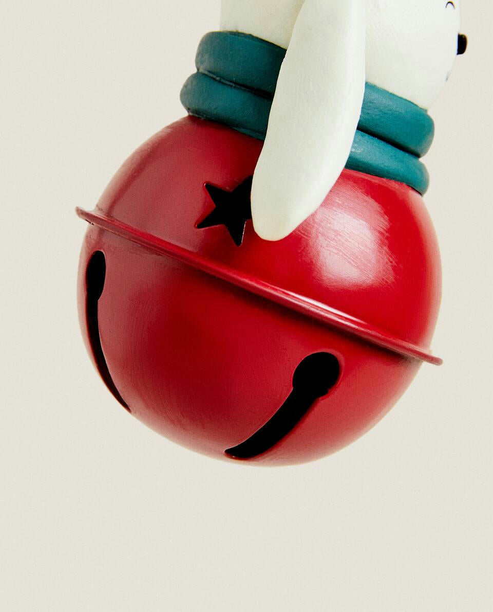 DECORACIÓN NAVIDEÑA EN FORMA DE CONEJO CON CAMPANA DE TRINEO 