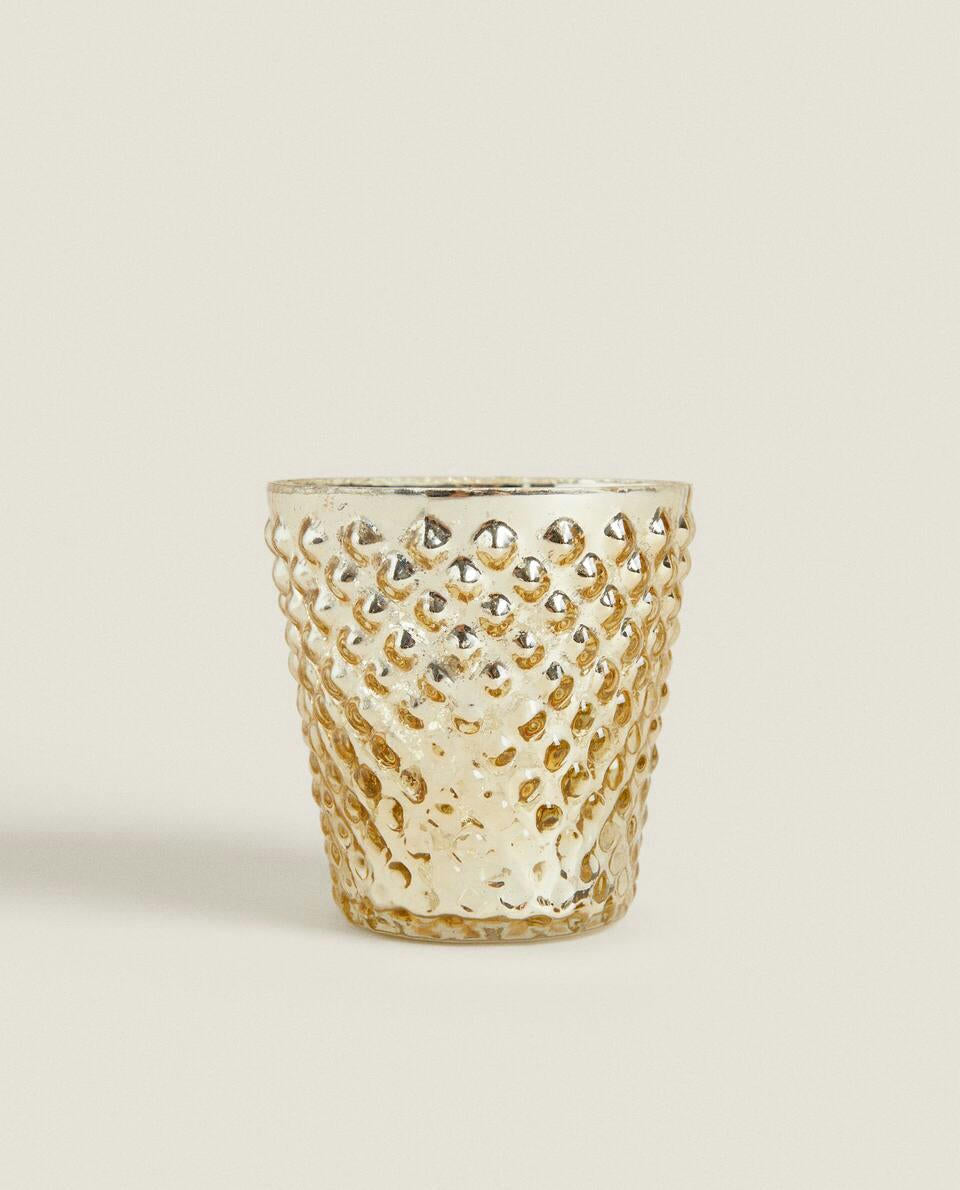 PORTACANDELE NATALIZIO IN VETRO MERCURIZZATO 