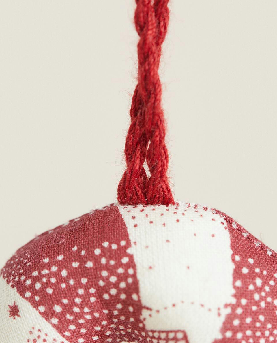 CONFEZIONE DI DECORAZIONI NATALIZIE IN PATCHWORK CON BASTONCINI DI ZUCCHERO (CONFEZIONE DA 3) 