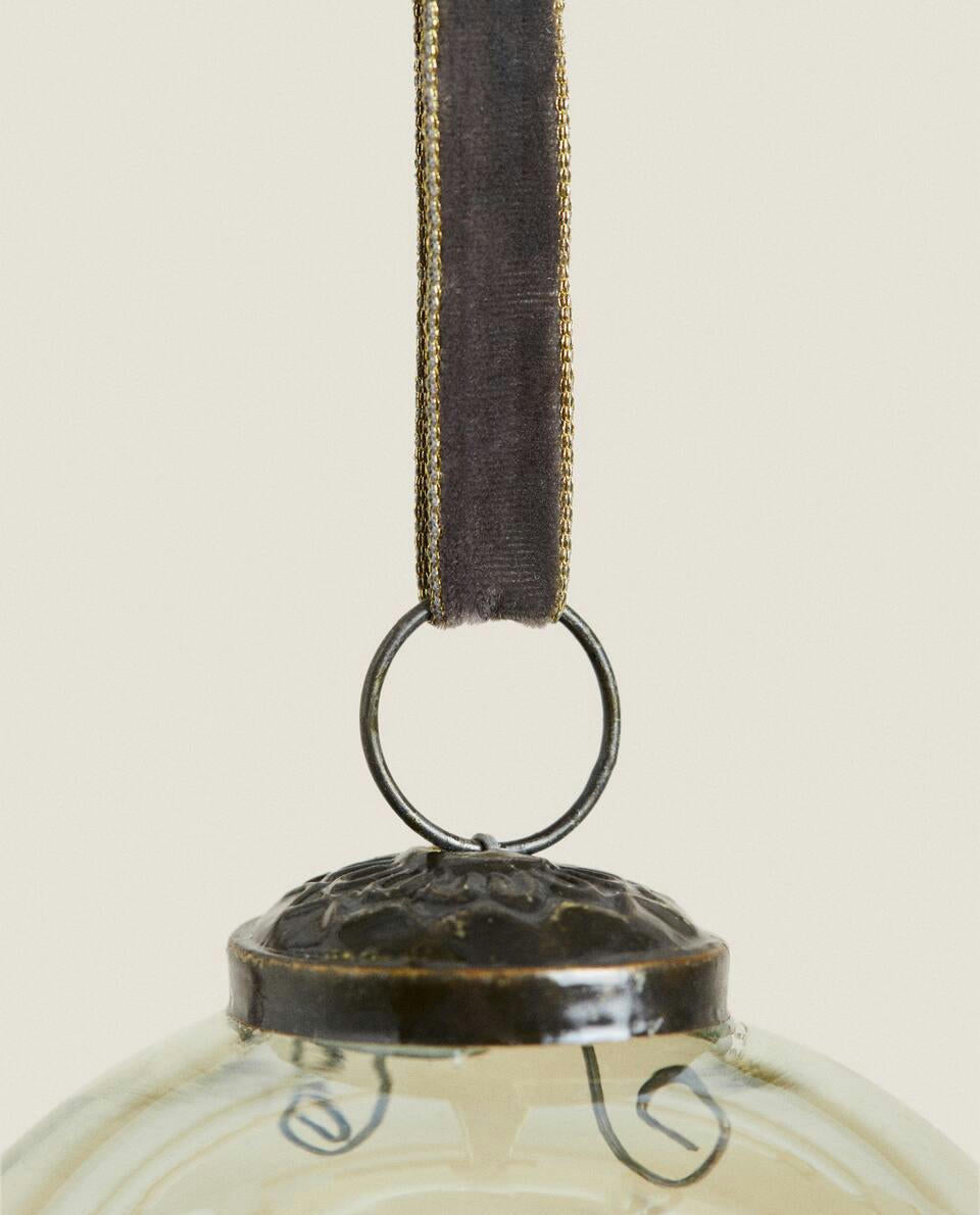 GLASS CHRISTMAS BRANCHES BAUBLE DECORATION