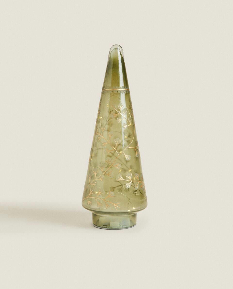 DECORACIÓN DE ÁRBOL DE NAVIDAD CON LUZ LED DE VIDRIO 