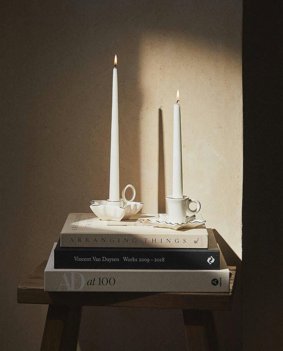 PORTACANDELE A FOGLIA DI NATALE CON BORDO 