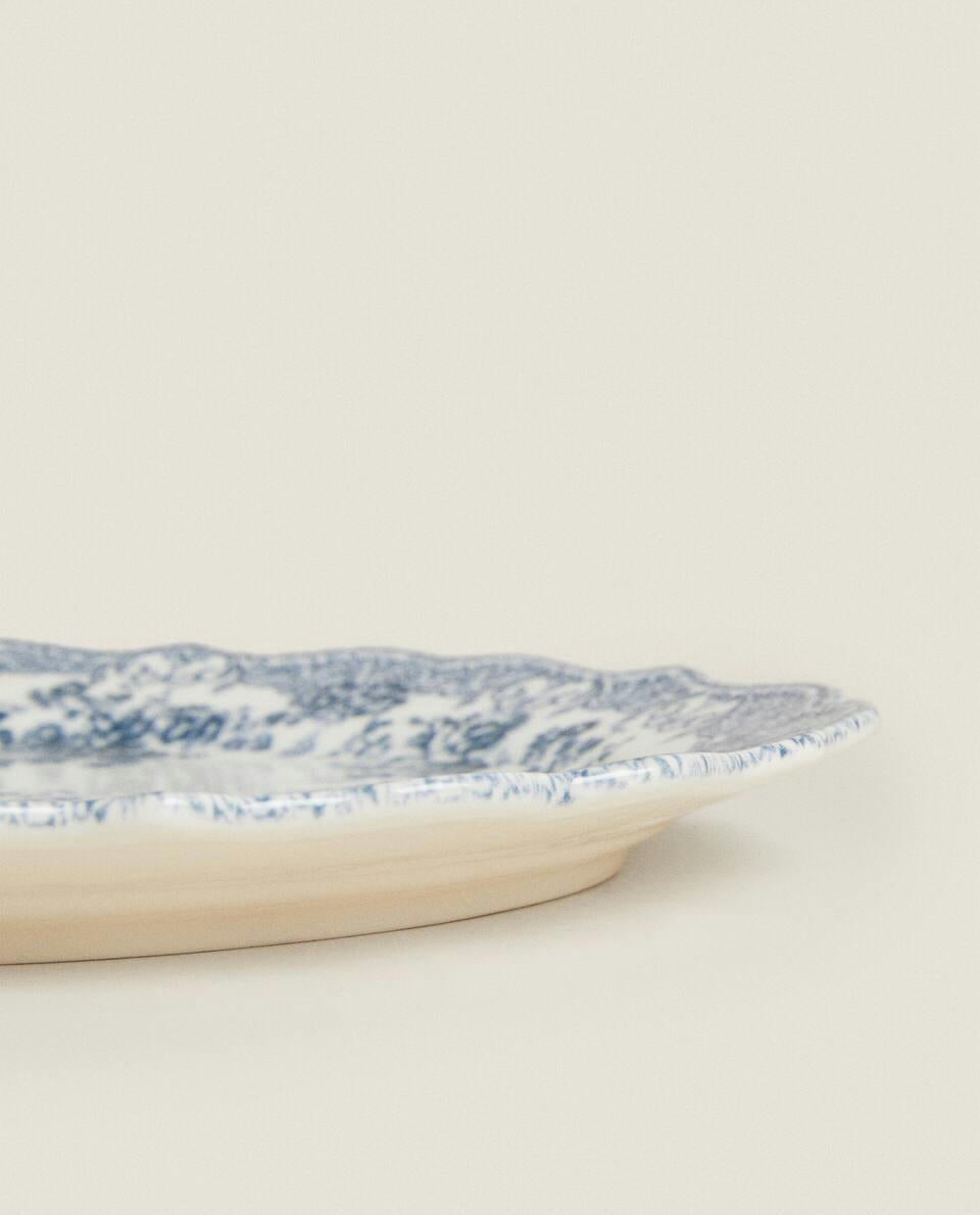 PLATO DE SERVIR DE LOZA FLORAL 