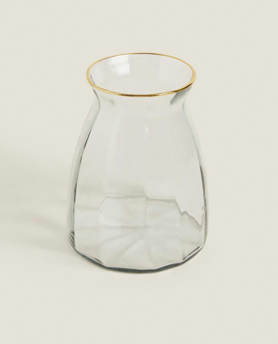 VASO NATALIZIO IN VETRO SFACCETTATO CON DETTAGLIO DEL BORDO 