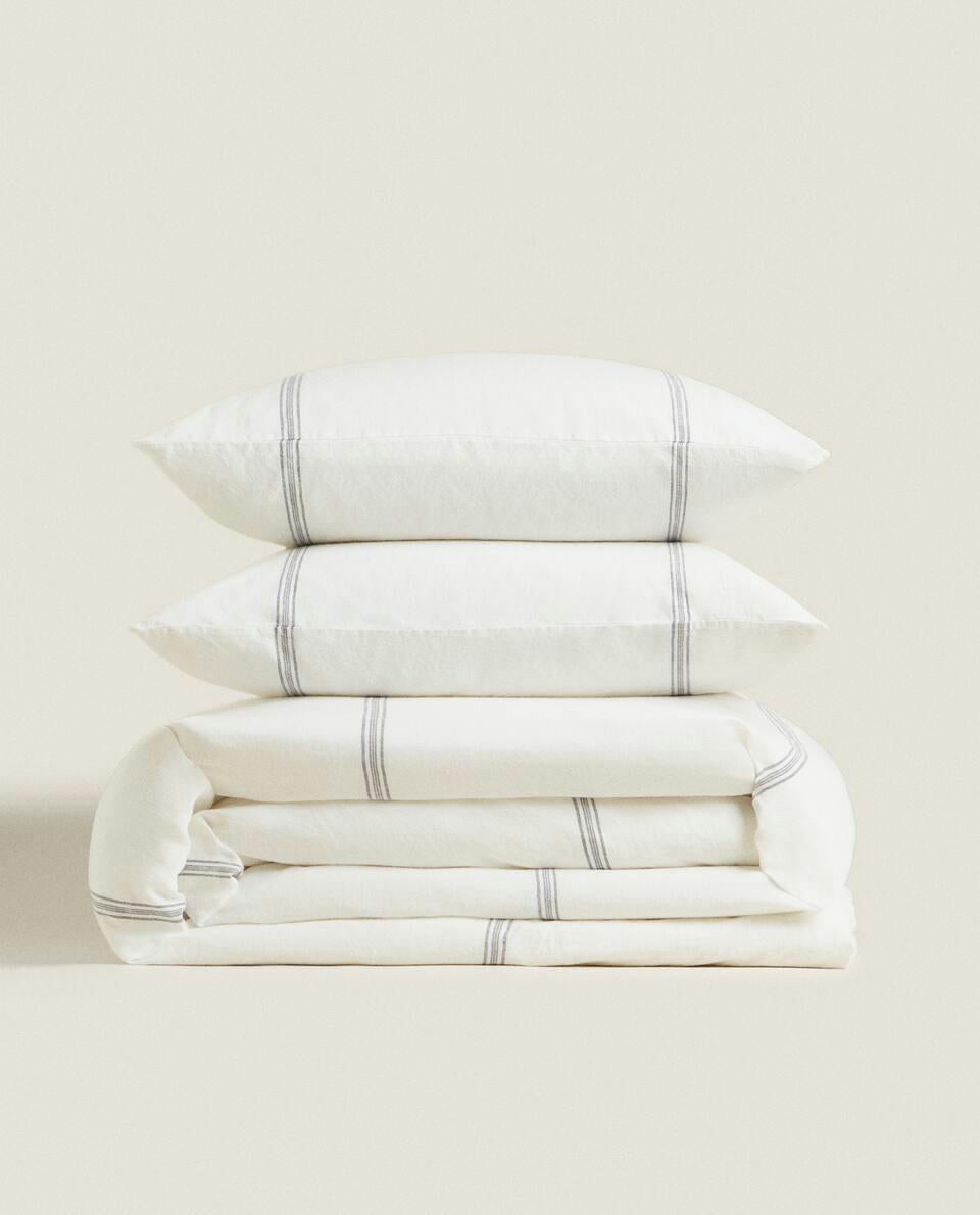 FUNDA NÓRDICA DE LINO A RAYAS 