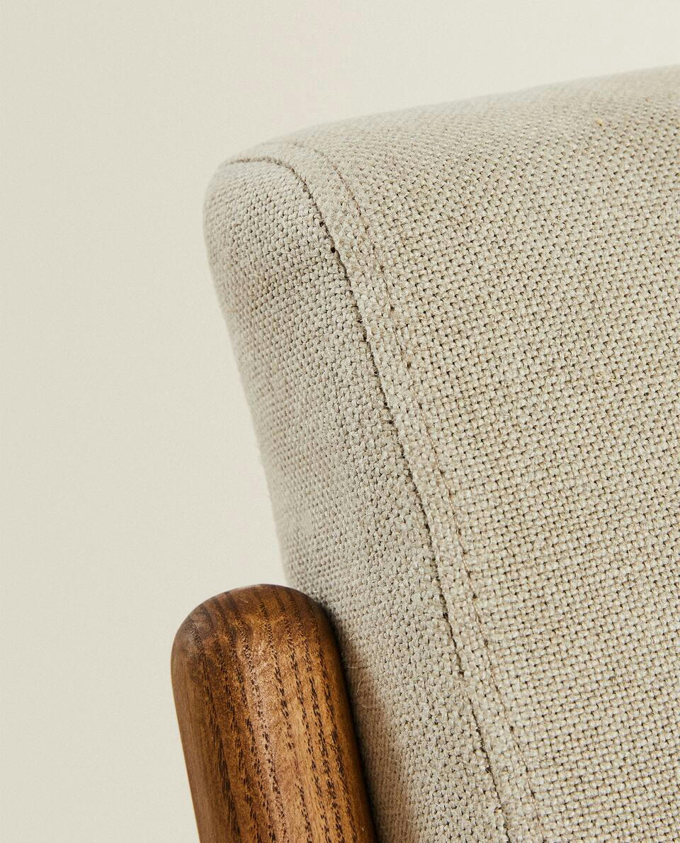 SILLÓN DE MADERA DE FRESNO Y LINO 